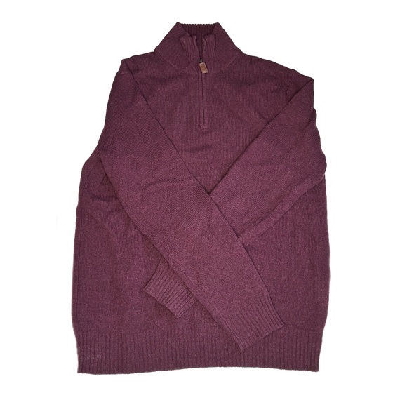 J.Crew Men's Medium Lambswool Quarter-Zip Sweater – Burgundy / Maroon - Picture 1 of 5